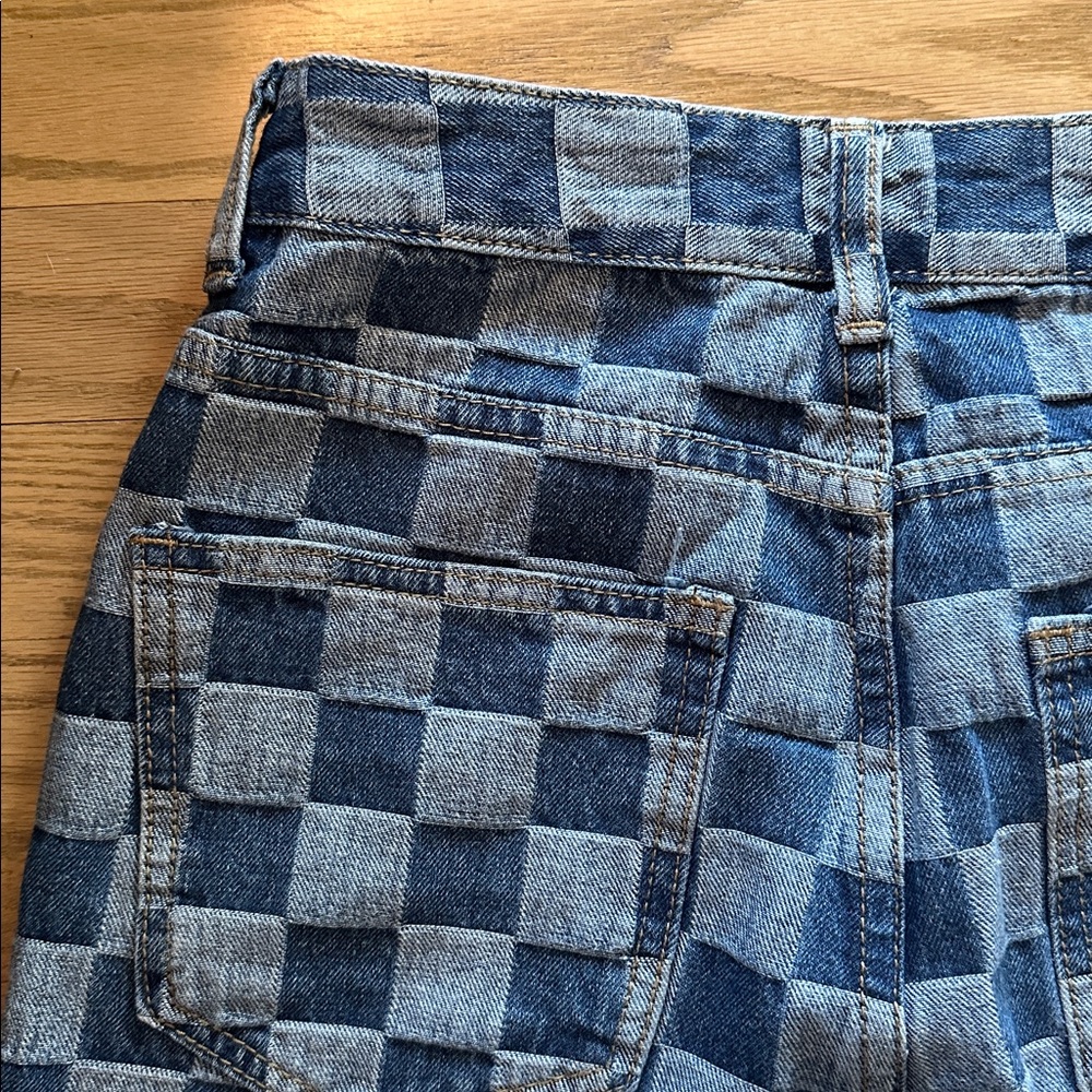 SHEIN Checkerboard Jeans Straight Leg - Size XS - Picture 3 of 5